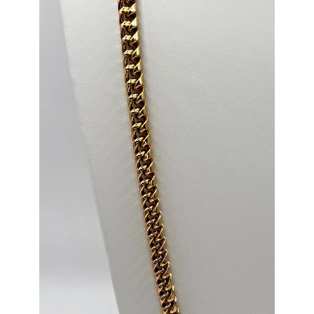Vintage Signed Christian Dior Gold Plated Curb Link Chain Necklace 32" 5mm - Picture 3 of 4